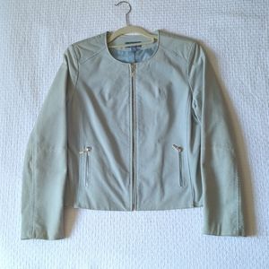 Light Blue Nubuck Leather Moto Jacket Women's Medium